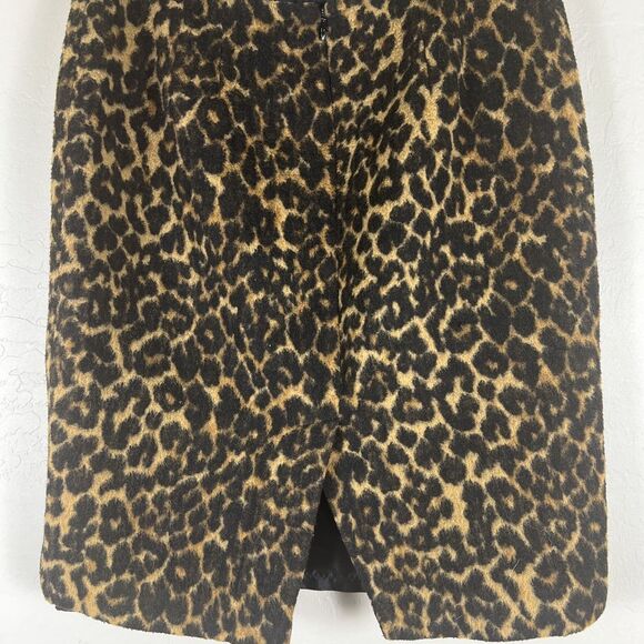 Talbots Wool Blend Pencil Straight Skirt Fuzzy Texture Leopard Animal Print 8P - Picture 4 of 12